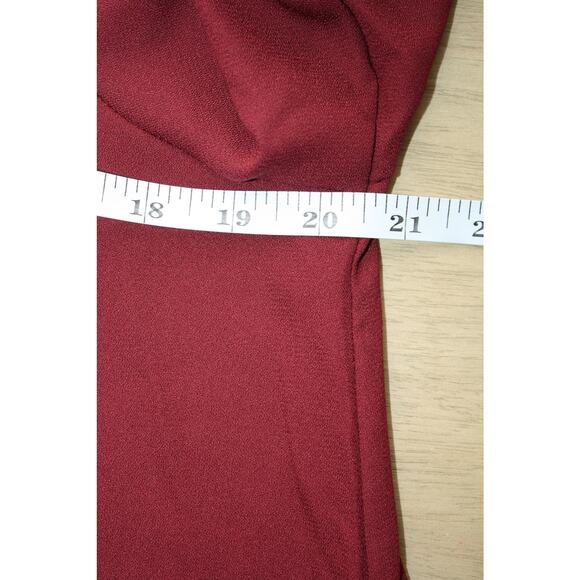 Goldspark Women's Medium Burgundy Dress Pockets Off the Shoulder Flare Sleeves - Picture 10 of 11